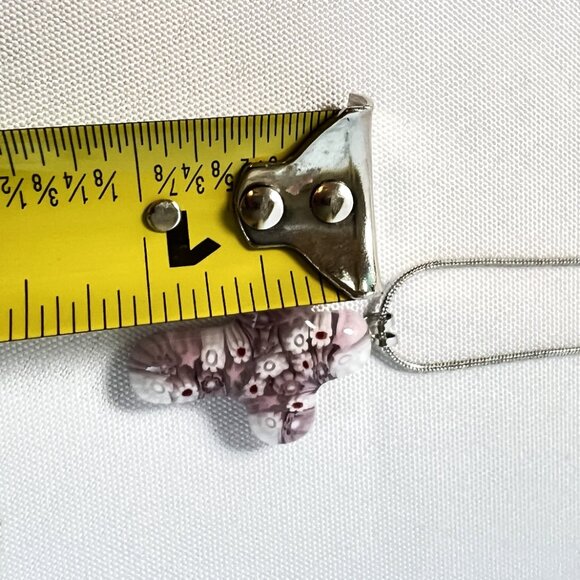 New, Murano Glass Cross Religious Pendant on Silver Chain Necklace 18” Blue - Picture 3 of 6